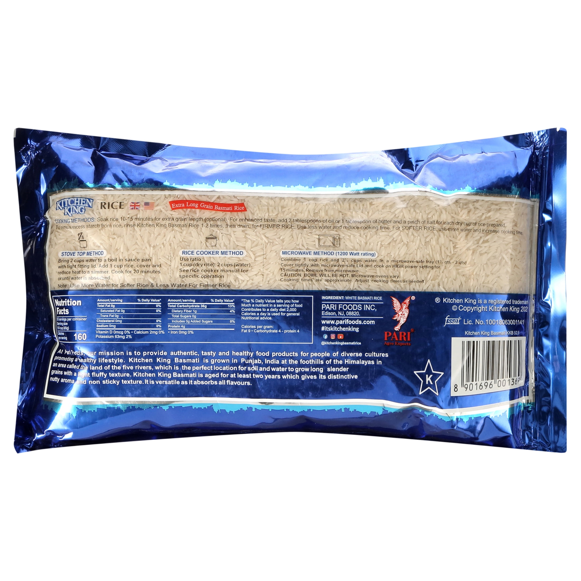 Kitchen King White Basmati Rice Bag Vegan - 5lbs