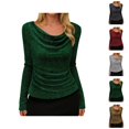 thumbnail image 1 of Haut Scintillant pour Femmes Printemps 2026 Mode Manches Longues Col Bénitier T-Shirt Extensible Tenues de Soirée, 1 of 8