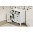 thumbnail image 2 of 30 Inch Bathroom Vanity with Ceramic Sink, Flip-Out Drawer Design for Plumbing, White Painted MDF Cabinet with Solid Wood Legs, 2 of 14