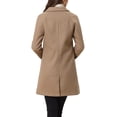 thumbnail image 3 of Allegra K Women's Double Breasted Lapel Raglan Long Sleeve Mid Length Overcoat L Dark Khaki, 3 of 6