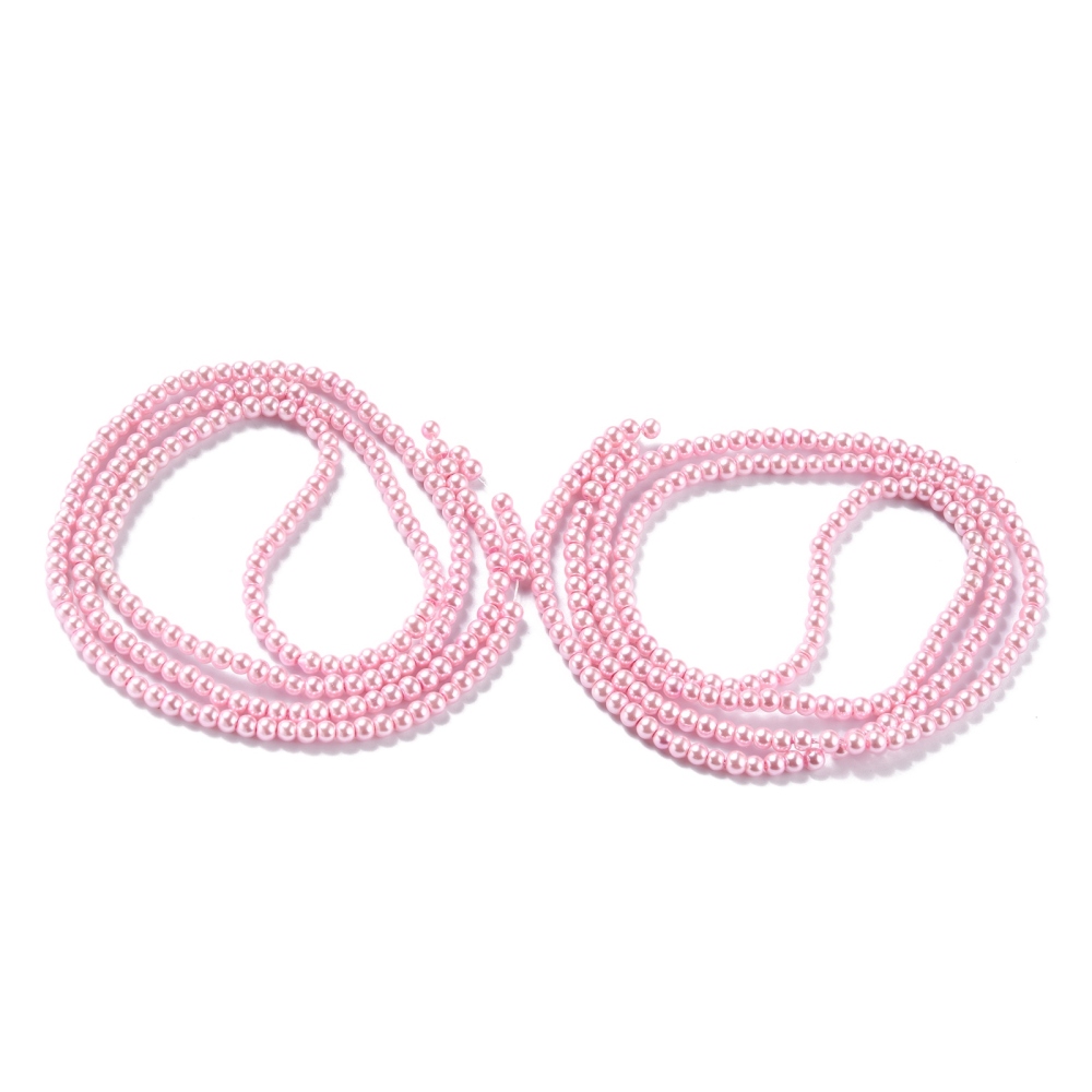 25strands Glass Pearl Beads Strands Pearlized Round Hot Pink 3.5x3mm Hole: 0.6mm about 300pcs/strand 35.43 inch(90cm)