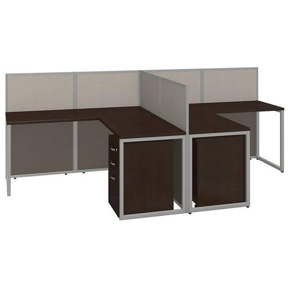Scranton & Co Furniture L Shaped Computer Desk for 2 in Cherry