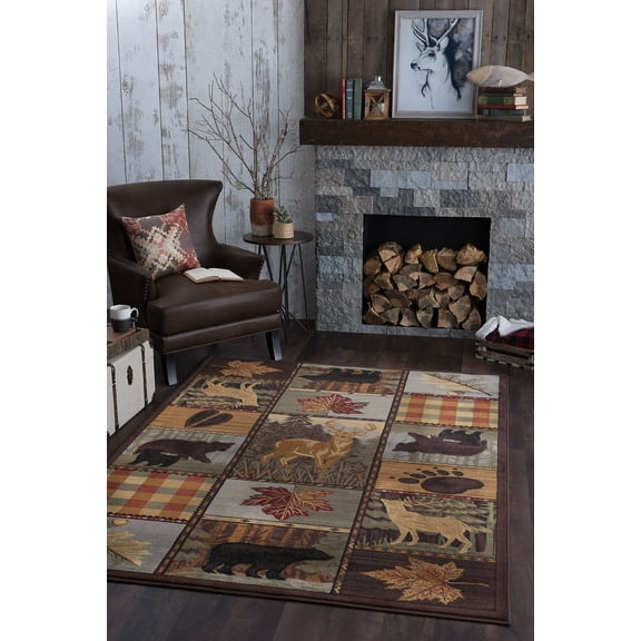 Nature Novelty 5' x 7' Multi-Color Polypropylene Indoor Area Rug
