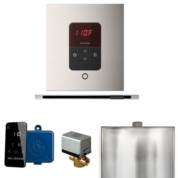 Mr Steam Basic Butler Steam Shower w/Square iTempo Control and Linear Steamhead in Polished Nickel