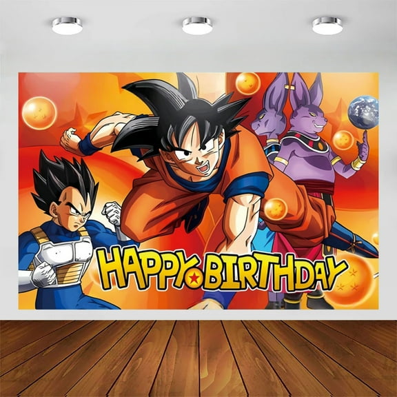 Dragon-Ball Happy Birthday Anime Cartoon Theme Backdrops Banner Birthday Party Decor Supplies(5x3ft)