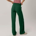 thumbnail image 5 of CHIUNL Straight Leg Yoga Pants for Women, High Waisted Pocketless Tummy Control Leggings, Minimalist Buttonless Wide Leg Lounge Pants for Office (Dark Green XL), 5 of 8