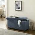 thumbnail image 2 of Linon Elta Rectangle Storage Ottoman, Dark Gray Faux Leather, 2 of 11