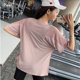 thumbnail image 5 of Camisetas de Yoga holgadas de verano para mujer, camisetas de manga corta para gimnasio, camisa deportiva de secado rápido, camisetas de entrenamiento para Fitness, ropa deportiva atlética para correr, 5 of 5