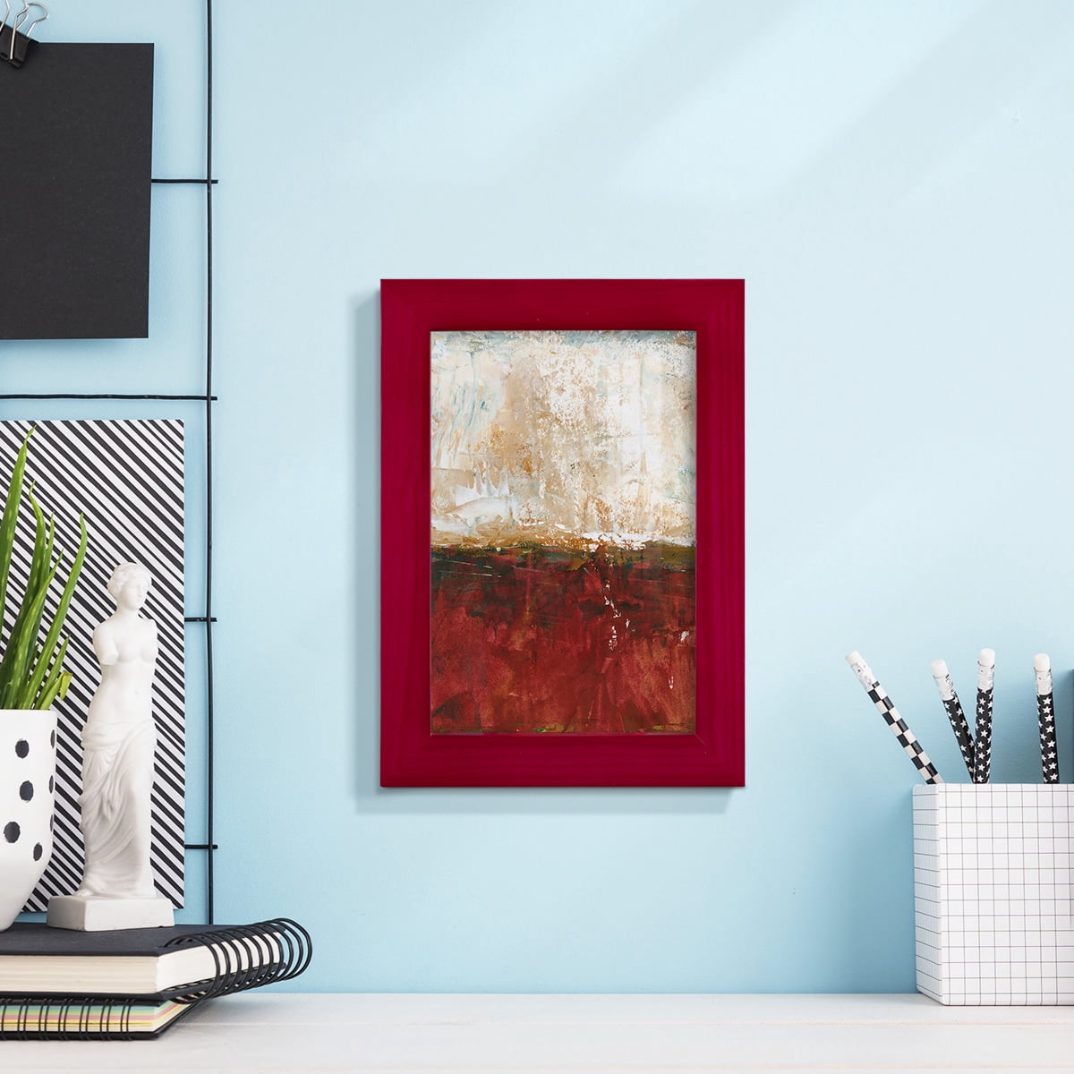 August Horizon I -Framed Print w/glass-Cherry Red