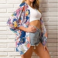 thumbnail image 4 of Cardigan pour Femmes Été Femmes Imprimé Chiffon Cardigan de Plage Blouse Châle Hauts Amples Manteau, 4 of 9