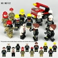 thumbnail image 2 of Soapjuice MOC 12PCS Firefighters, rescue teams, firefighters, urban professional small particle building blocks, figurines, toy bags, 2 of 4