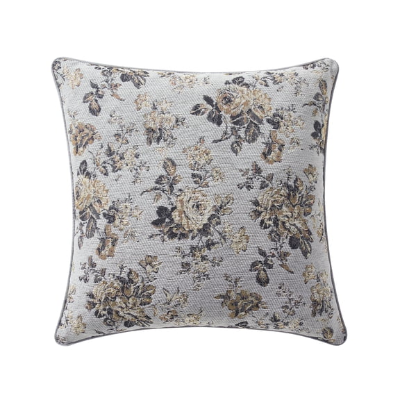 Mainstays 18" x 18" Grey/Multicolor Vintage Floral Jacquard Decorative Pillow