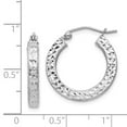 thumbnail image 2 of White Sterling Silver Earring Hoop Women'S 20 mm Rhodium-Plated Diamond-Cut 3X20Mm Square Tube Earrings, 2 of 2