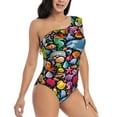 thumbnail image 3 of Gaeub Underwater Diving Animals Women's One Shoulder Ruffle Tummy Control Swimwear for Swimming Surfing Beach Party - X-Large, 3 of 8