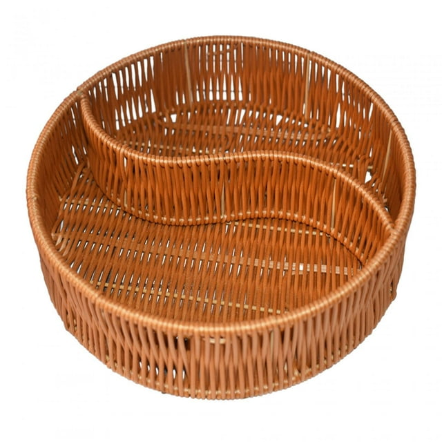 Panier de Service pour Aliments, Organisateur de Panier Divisé, Rangement Multifonction Tissé à la Main Rond Type S