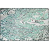 Karina Green Contemporary Artistic Color Splash 1'8" x 2'6" Non-Skid Accent Rug