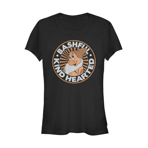 Junior's Snow White and the Seven Dwarfs Kind Bashful Graphic Tee Black X Large