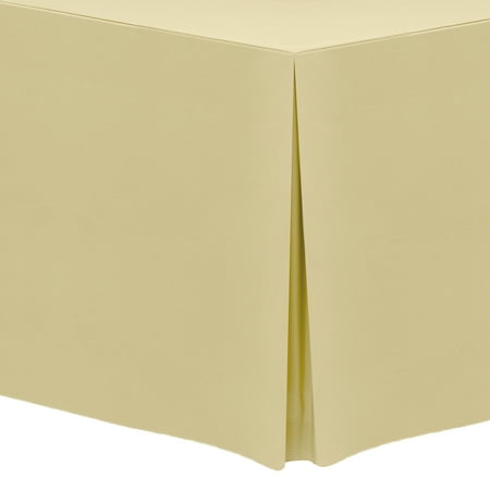 Ultimate Textile 8 ft. Fitted Polyester Tablecloth - for 24 x 96-Inch Banquet and Folding Rectangular Tables - 42 H Honey Light Brown