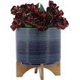 thumbnail image 3 of Sagebrook Home 15348-03 11" DOTTED PLANTER W/ WOOD STAND, BLUE, 3 of 4