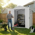 thumbnail image 6 of Homall 6x6ft Outdoor Plastic Storage Shed with Window,Weather-Resistant, Easy Assembly, Wood-Effect Garden Tool House,White, 6 of 7