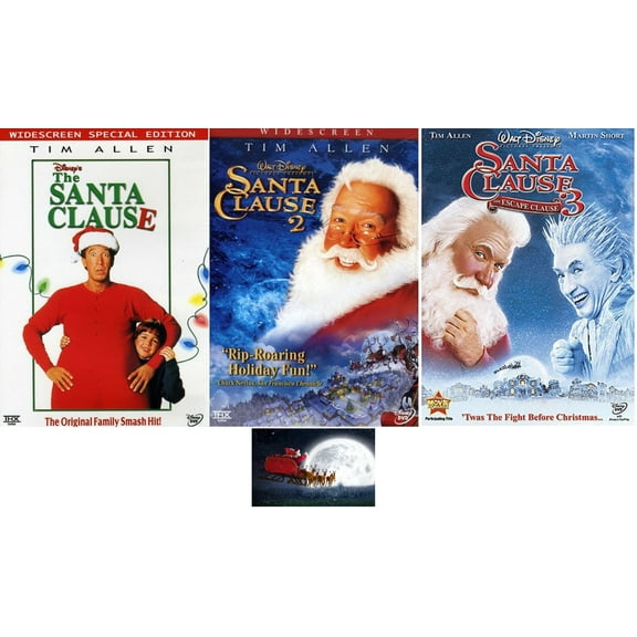 The Santa Clause Trilogy 1 2 3 One Two Three Tim Allen Disney DVD Includes Santa Sleigh Glossy Print Art Card