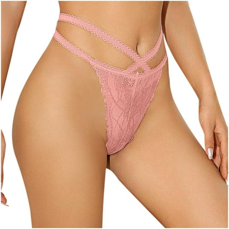 Riforla Ladies Panties Ladies  T Shaped French Plus Size Sexy Bow Lace Breathable Pure Cotton Crotch Thong Women s Underwear Light Pink M