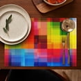 thumbnail image 5 of Colorful Rainbow Checkered Pattern Summer Placemats Table Placemats Set Of 4-Linen Kitchen Washable Placemats Table Mats 11.8"x17.7" Non-Slip Heat Resistant, 5 of 6