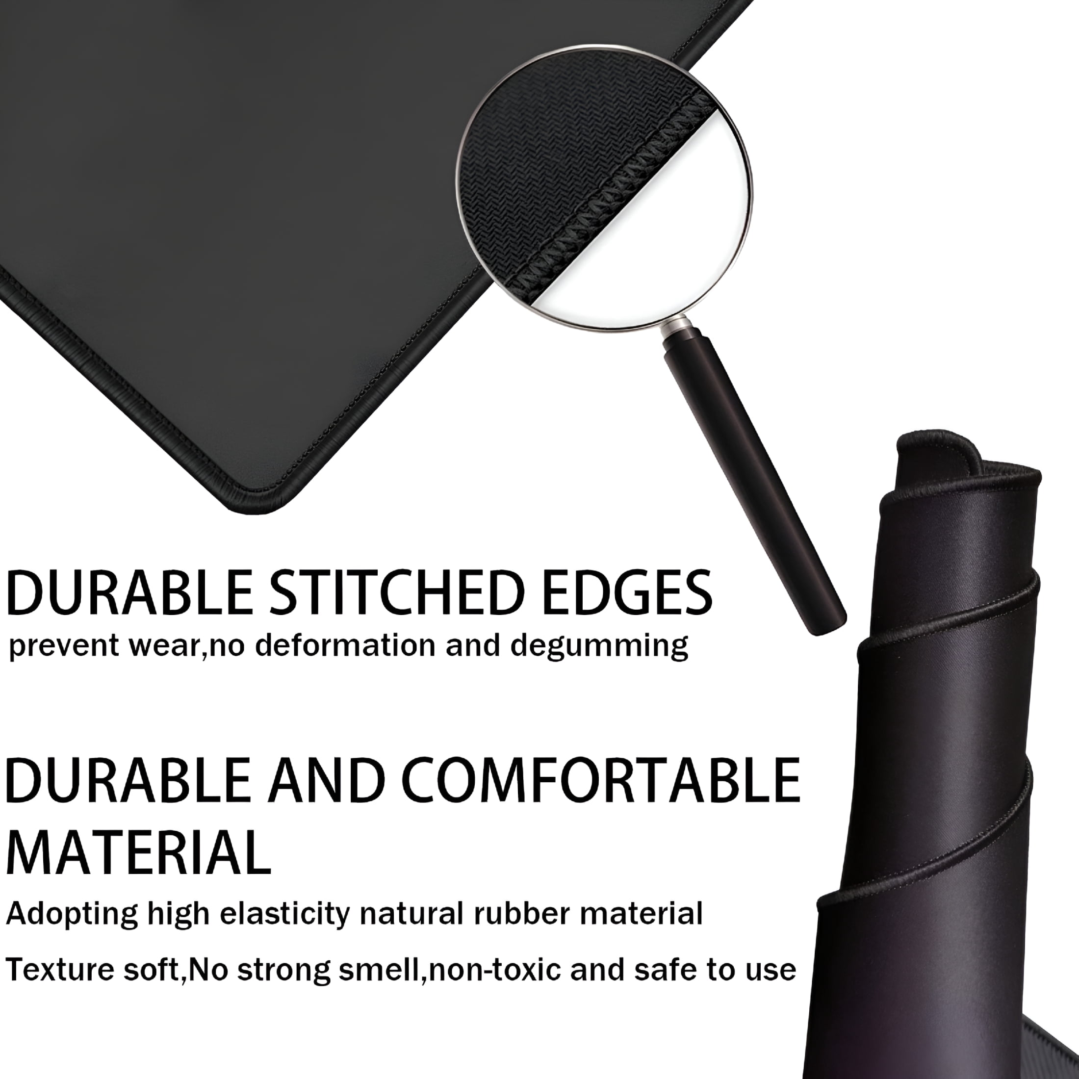 GJX Large Gaming Mouse Pad,Waterproof Extra Large Big Mouse Pad with Stitched Edge,Xxl Non-Slip Black Computer Long Mousepad Desk Mat for Gamer,Office&Home,Black