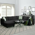 thumbnail image 2 of L Shaped Modular Sectional Sofa Set with Ottoman, 7 Seater 100% Polyester Corner Couch with Removable Cushions Pillows for Living Room Office, 2 of 20