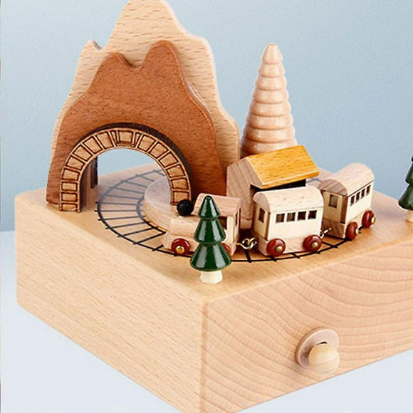 Dww-cheval De Troie En Bois Bote Musique Ornement Jouets Pour Enfants Festival De Nol Cadeau Cratif Train Main Bricolage Bote Musique