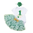 thumbnail image 3 of Nafuu Baby Girls Outfits Set 1 Crew Neck St Patricks Day Outfit Short Sleeve Bodysuit Skirt And Hair Toddler Baby Dress Party Celebration Versatile Home Outfits Sets For Girls,White,6-12 Months, 3 of 8