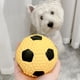 thumbnail image 4 of Bola pequeña masticable Rugby suave chirriante perro juguete de agua suministros para mascotas (fútbol 90mm, 4 of 5