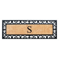 A1HC First Impression Exclusive Hand Crafted Myla Monogrammed Entry Doormat, Rubber Coir Mat Large Double Door Size - 18" x 48"