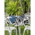 thumbnail image 2 of Outdoor Tablecloth with Umbrella Hole and Zipper, Dandelion Round Table Cloth 60 Inch Waterproof Tablecloth, Black White Modern Country Rustic Plants Picnic Table Cover for Patio Camping, 2 of 7