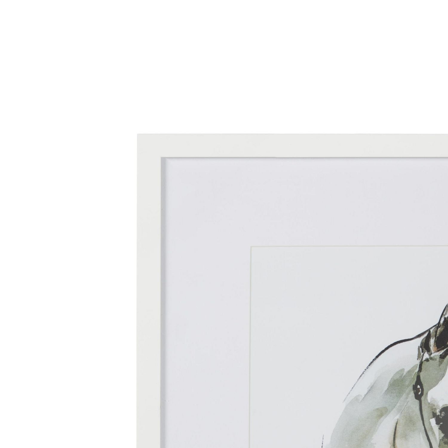 Hometrends White Horse Art Framed and Matted