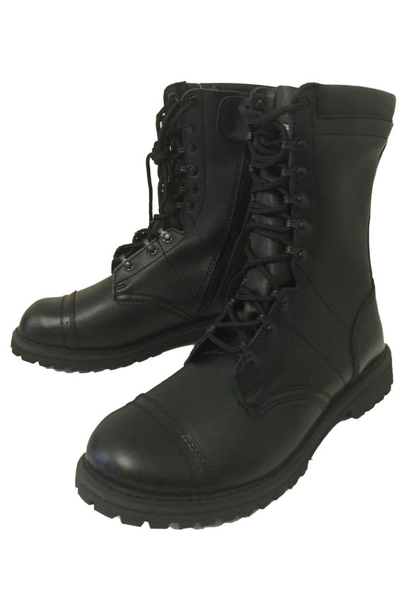 Men's Tactical Boots Cap Toe Army Leather Combat Military 10" Zipper Shoes