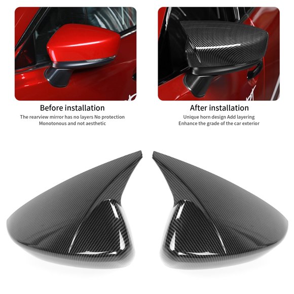 Pair Horn Style Side Mirror Cap Housing Protector Cover for  3 Axela 2020