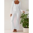 thumbnail image 3 of Y2k Fairy 2 Piece Pajamas Set Long Sleeve Button Down Fitted Crop Top Leggings Set Women Casual Lounge Pants Outfits Sleepwear, 3 of 3