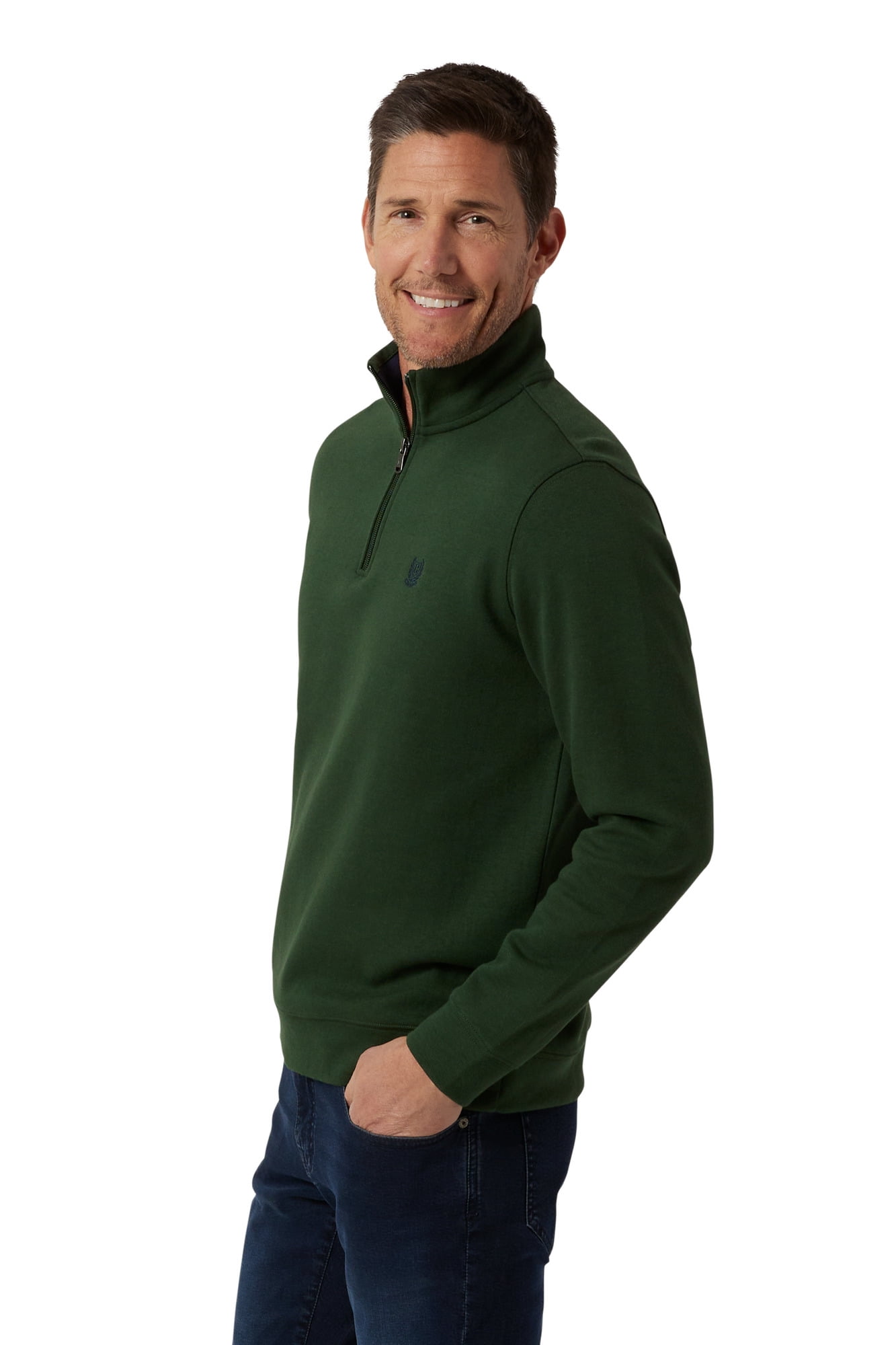Chaps Men's & Big Men's Cotton Interlock Quarter Zip Mock Neck