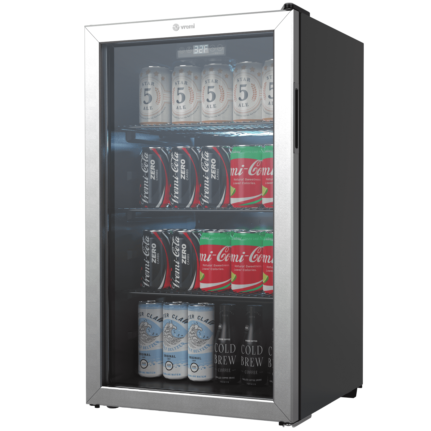 Gray Kismile Beverage Refrigerator and Cooler,60 Can 1.6 Cu.ft Mini Fridge with Glass Door for Soda Beer or Wine,Small Drink Cooler Dispenser Counter Top Refrigerator for Home,Office,or Bar 