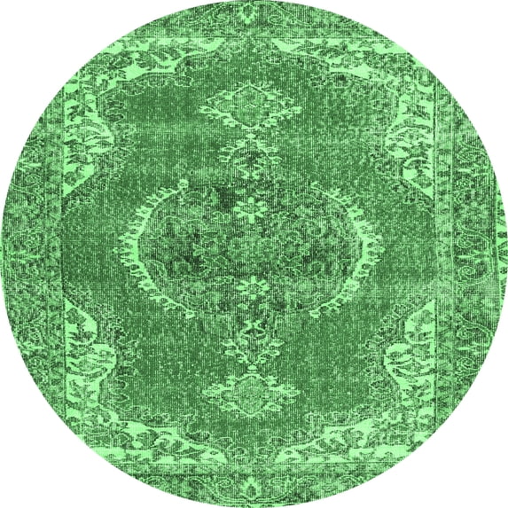 Ahgly Company Indoor Round Persian Emerald Green Traditional Area Rugs, 4' Round