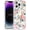 FL-Pink Epiphyllum, variant on Case for iPhone 13 Case [Compatible with MagSafe] with Emerald Green Marble Design, Cute Phone Cover for Women Girls and Men, Slim Shockproof Bumper with Gold Accents
