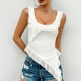 thumbnail image 4 of Lovskoo Summer Tops for Women 2024 Tank Tops Scoop Neck Sleeveless Solid Color Trendy Comfortable Breathable Blouses Tops White, 4 of 8
