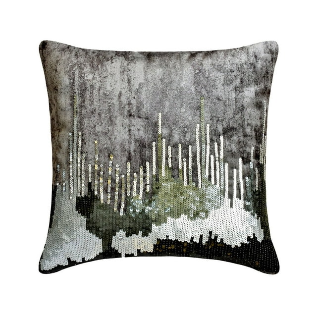Throw Pillow Cover With Zipper, Grey 20"x20" (50x50 cm) Throw Pillows, Velvet Sequins, Ombre & Foil Throw Pillows For Couch, Ombre Pattern Modern Style Halloween Decorations - Exodus