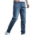 thumbnail image 5 of Mens Jeans Relaxed Fit Jeans Fashion Zipper Button Solid Casual Pocket Sports Trousers Pants Blue L Jeans for Men, 5 of 8