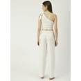 thumbnail image 3 of Moomaya Solid Womens Summer Coord Set, 2 Pcs Set Crop Top with Palazzo, Resort Wear, 3 of 8