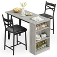 thumbnail image 4 of M optimized Dining Table Set for 2, Kitchen Bar Table and Chairs for 2, Expandable Counter Height Dinner Table with 2 Upholstered Chairs, 3 Piece Kitchen Bar Table Set, 4 of 9