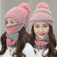 thumbnail image 3 of 3Pcs/Set Women Winter Woolen Knitted Fluffy Ball Beanie Cap Warm Mask Neck Scarf, 3 of 10
