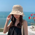 thumbnail image 4 of Sombrero de pescador plisado elegante para mujer, gorras de pescador ligeras de algodón liso, viseras plegables, 4 of 5