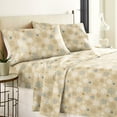 thumbnail image 3 of Pointehaven Heavy Weight Snowflakes Oatmeal Printed Flannel Sheet Set, California King, 3 of 8